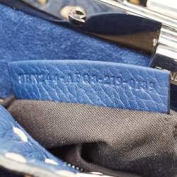 Fendi Navy Blue Selleria Leather Mini Peekaboo Top Handle Bag