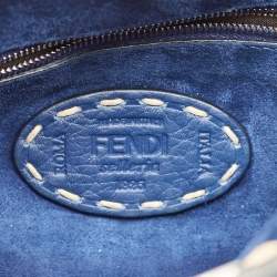 Fendi Navy Blue Selleria Leather Mini Peekaboo Top Handle Bag