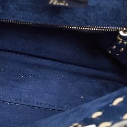 Fendi Navy Blue Selleria Leather Mini Peekaboo Top Handle Bag