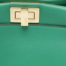 Fendi Green Leather Mini Peekaboo Top Handle Bag