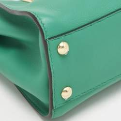 Fendi Green Leather Mini Peekaboo Top Handle Bag