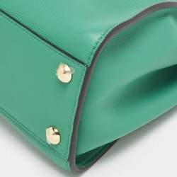 Fendi Green Leather Mini Peekaboo Top Handle Bag