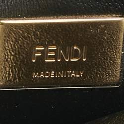 Fendi Green Leather Mini Peekaboo Top Handle Bag