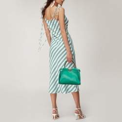 Fendi Green Leather Mini Peekaboo Top Handle Bag
