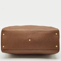 Pre Owned Fendi Bronze Selleria Leather Large Peekaboo Top Handle Bag