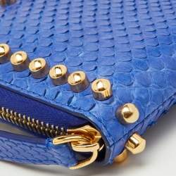 Fendi Navy Blue Snakeskin Karlito Zip Around Wallet