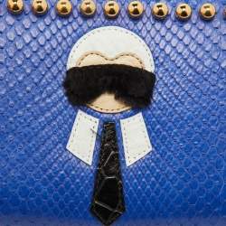 Fendi Navy Blue Snakeskin Karlito Zip Around Wallet