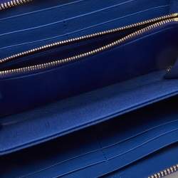 Fendi Navy Blue Snakeskin Karlito Zip Around Wallet