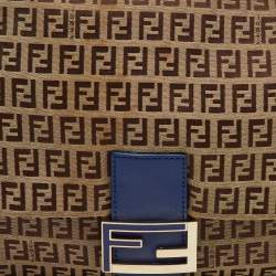 Fendi Brown/Blue Zucchino Canvas and Leather Mama Forever Shoulder Bag