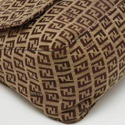Fendi Brown/Blue Zucchino Canvas and Leather Mama Forever Shoulder Bag