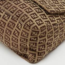 Fendi Brown/Blue Zucchino Canvas and Leather Mama Forever Shoulder Bag