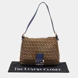 Fendi Brown/Blue Zucchino Canvas and Leather Mama Forever Shoulder Bag