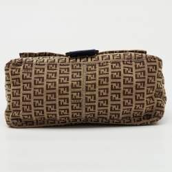 Fendi Brown/Blue Zucchino Canvas and Leather Mama Forever Shoulder Bag