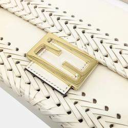 Fendi White Leather Baguette Bag