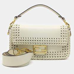 Fendi White Leather Baguette Bag
