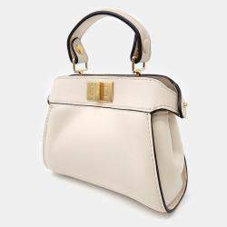 Fendi Cream Leather Nano Peekaboo Crossbody Bag