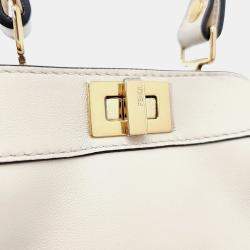 Fendi Cream Leather Nano Peekaboo Crossbody Bag