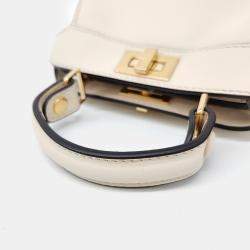 Fendi Cream Leather Nano Peekaboo Crossbody Bag