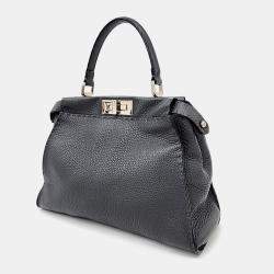 Fendi Grey Leather Selleria Peekaboo Medium bag