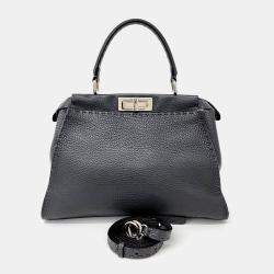 Fendi Grey Leather Selleria Peekaboo Medium bag