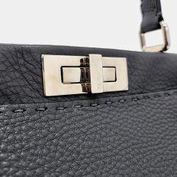 Fendi Grey Leather Selleria Peekaboo Medium bag