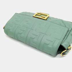 Fendi Green Leather Baguette Bag