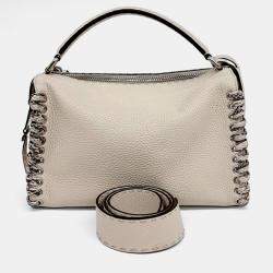 Fendi Beige Leather Selleria Layback bag