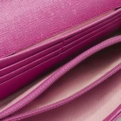 Fendi Tobacco/Pink Zucca Coated Canvas and Leather Flap Continental Wallet