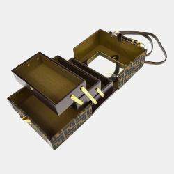 Fendi Brown Zucca Canvas Leather Vanity Bag