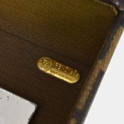 Fendi Brown Zucca Canvas Leather Vanity Bag