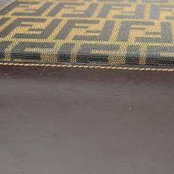 Fendi Brown Zucca Canvas Leather Vanity Bag