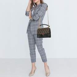 Fendi Black/Brown FF Leather Medium Kan I Shoulder Bag