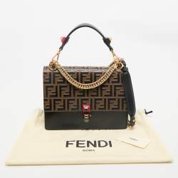 Fendi Black/Brown FF Leather Medium Kan I Shoulder Bag