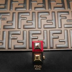 Fendi Black/Brown FF Leather Medium Kan I Shoulder Bag