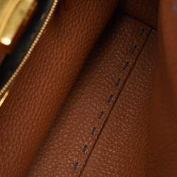 Pre Owned Fendi Navy Blue Leather Peekaboo Iconic Essentially Top Handle Bag