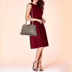 Fendi Dark Beige Leather Medium Peekaboo Top Handle Bag