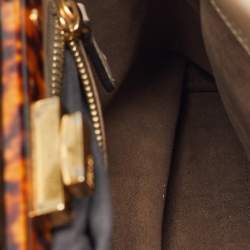 Fendi Dark Beige Leather Medium Peekaboo Top Handle Bag