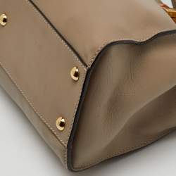 Fendi Dark Beige Leather Medium Peekaboo Top Handle Bag