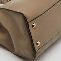 Fendi Dark Beige Leather Medium Peekaboo Top Handle Bag