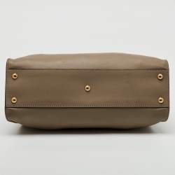 Fendi Dark Beige Leather Medium Peekaboo Top Handle Bag