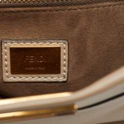 Fendi Dark Beige Leather Medium Peekaboo Top Handle Bag