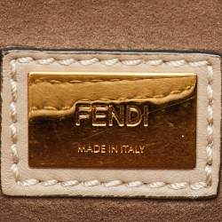 Fendi Dark Beige Leather Medium Peekaboo Top Handle Bag