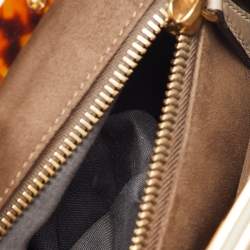 Fendi Dark Beige Leather Medium Peekaboo Top Handle Bag