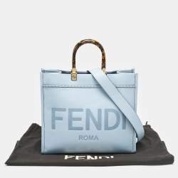 Fendi Light Blue Leather Medium Sunshine Shopper Tote