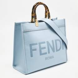 Fendi Light Blue Leather Medium Sunshine Shopper Tote