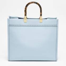 Fendi Light Blue Leather Medium Sunshine Shopper Tote