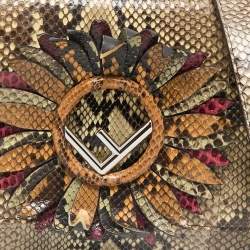 Fendi Beige Python Kan I F Logo Shoulder Bag
