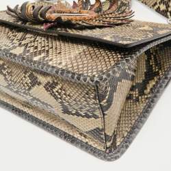 Fendi Beige Python Kan I F Logo Shoulder Bag