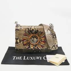 Fendi Beige Python Kan I F Logo Shoulder Bag