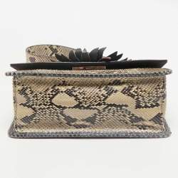 Fendi Beige Python Kan I F Logo Shoulder Bag